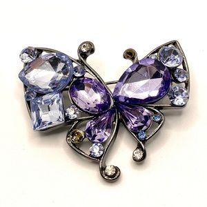 Vintage Butterfly Brooch Pin Pendant Metal and Gems 🦋💎🦋 D042